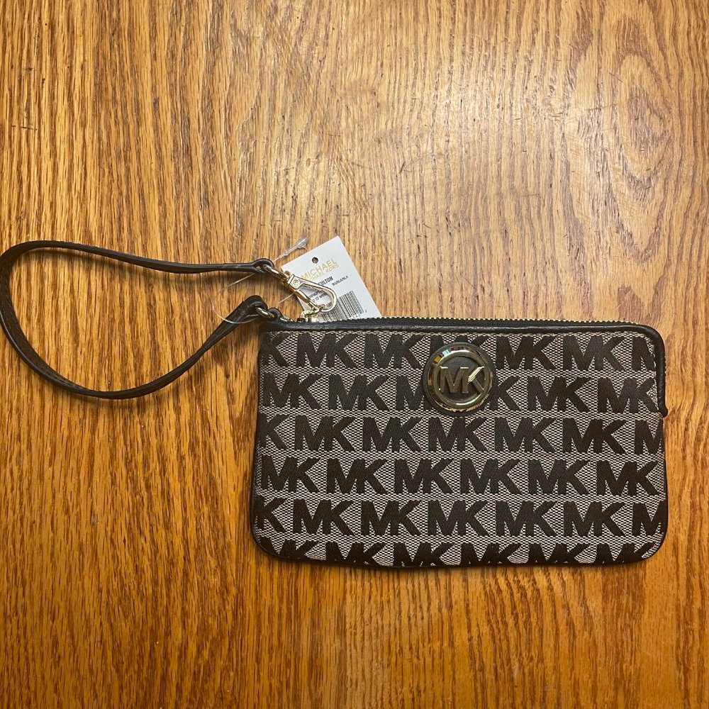 MICHAEL Michael Kors Black Monogram Wristlet *NEW*